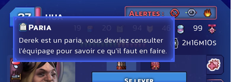 Exemple avec Derek déclaré Paria